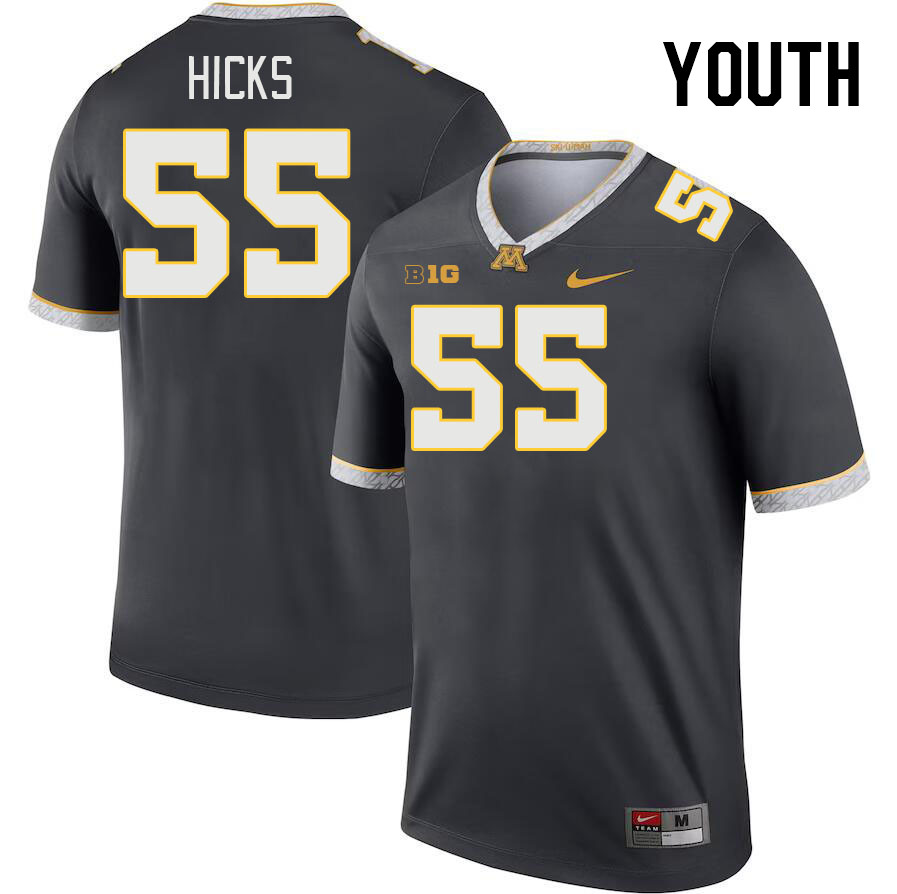 Youth #55 Jaylin Hicks Minnesota Golden Gophers College Football Jerseys Stitched-Charcoal